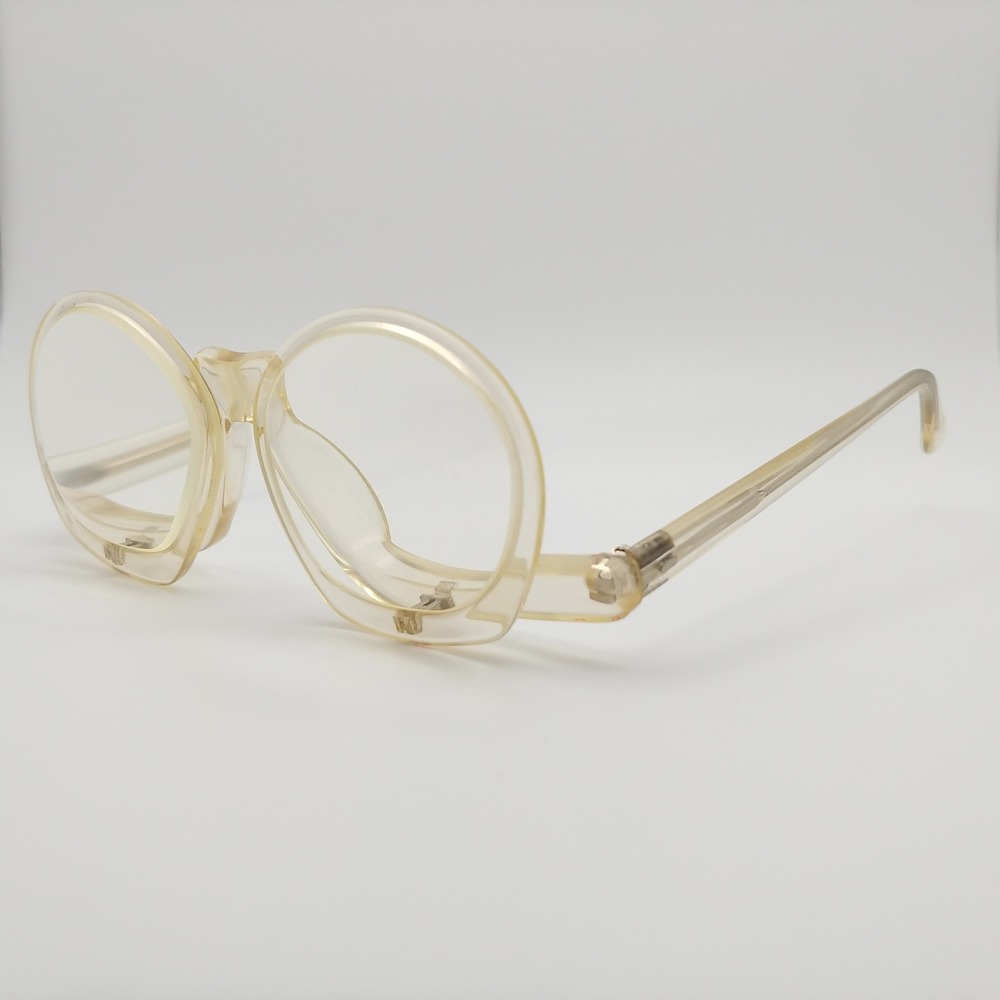 Vintage C.V. Make-Up Glasses Clear Vintage Flip Down Round Frames +4.0 Makeup